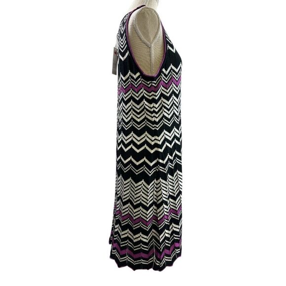 Krimson Klover Chevron Print Knit Sleeveless Dress Women's sz XL NWT Black White - Picture 4 of 12